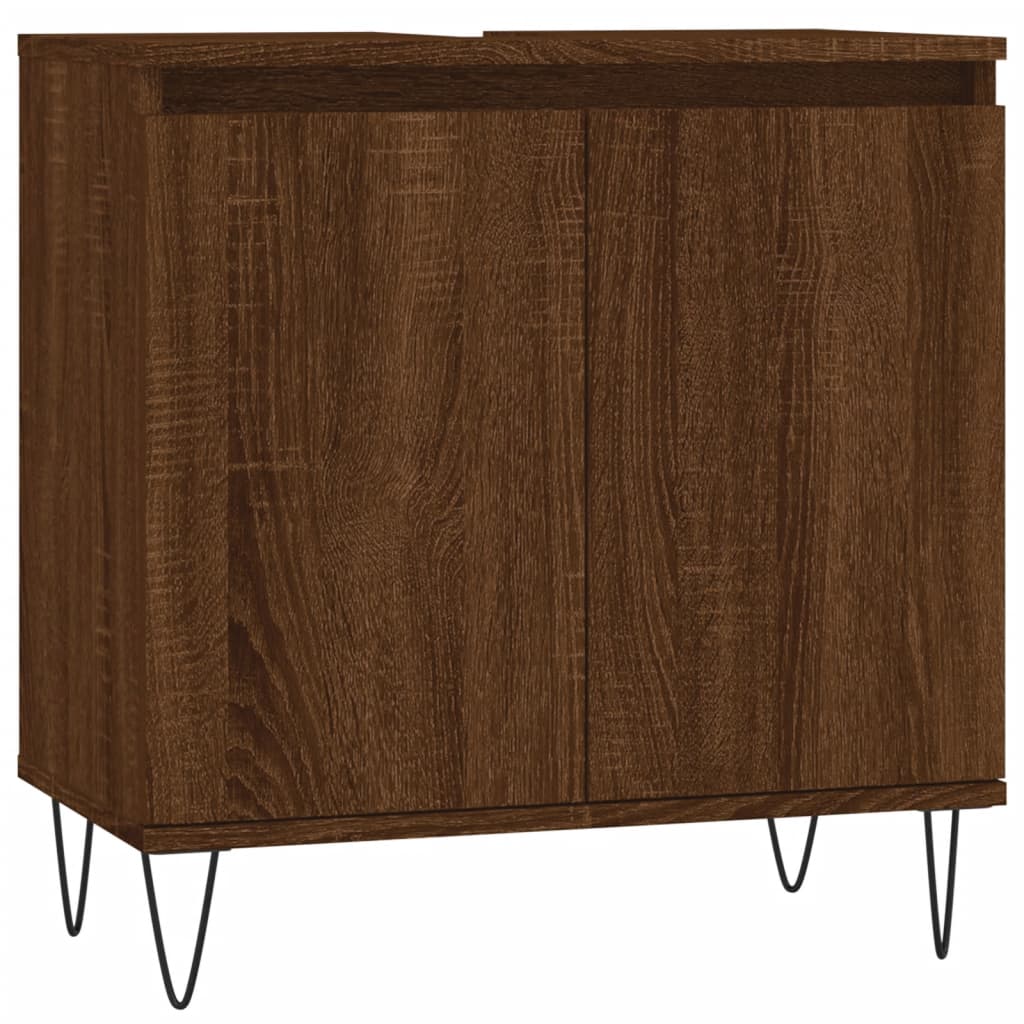 Bathroom Cabinet Engineered Wood 58x33x60 cm Brown Oak Finish - Bend