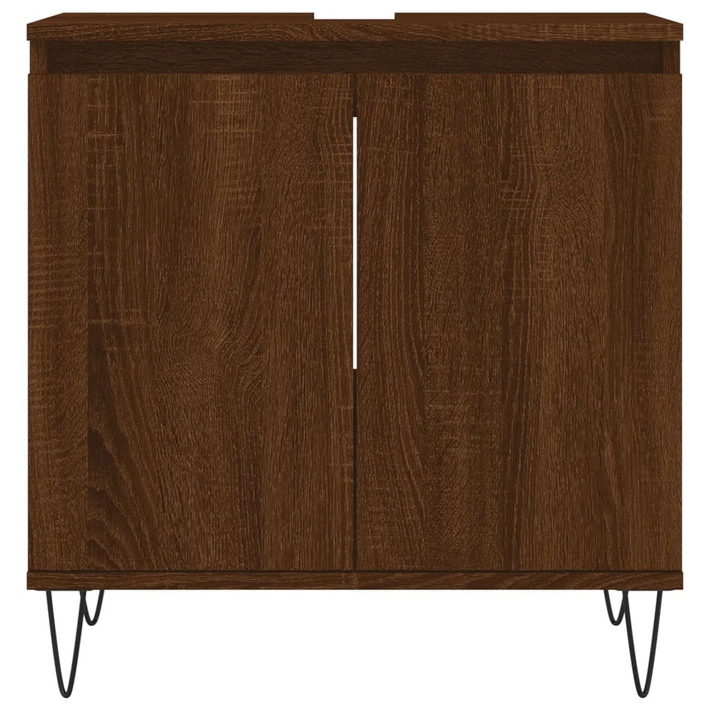 Bathroom Cabinet Engineered Wood 58x33x60 cm Brown Oak Finish - Bend