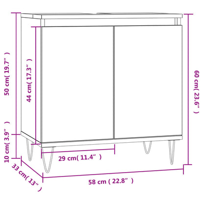 Bathroom Cabinet Engineered Wood 58x33x60 cm Brown Oak Finish - Bend