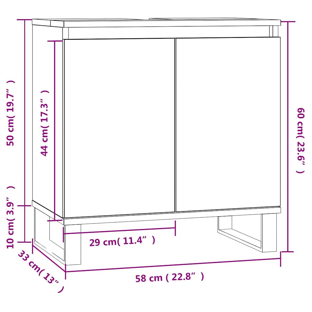 Bathroom Cabinet White 58x33x60 cm Engineered Wood