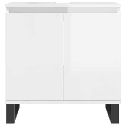 Bathroom Cabinet High Gloss White 58x33x60 cm Engineered Wood