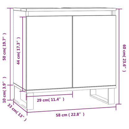 Bathroom Cabinet High Gloss White 58x33x60 cm Engineered Wood