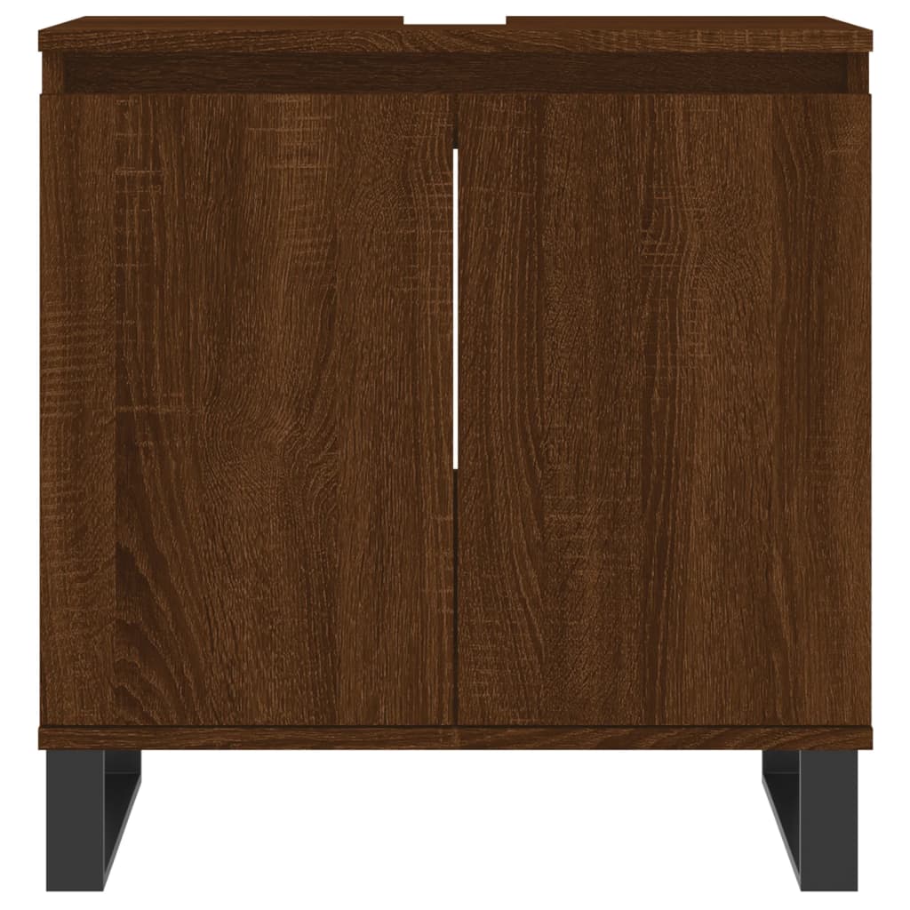 Bathroom Cabinet Engineered Wood 58x33x60 cm Brown Oak Finish - Bend