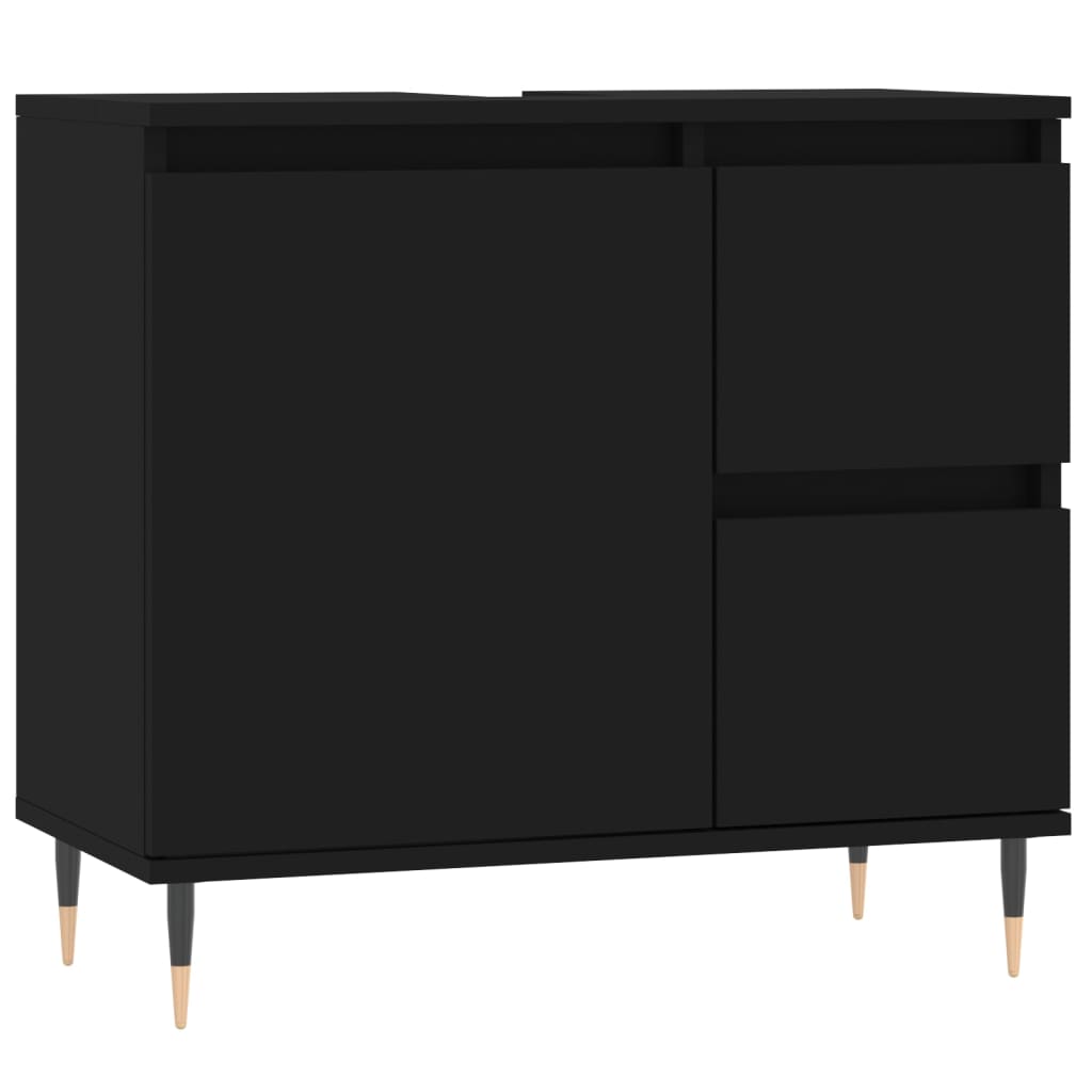 Two-Drawer Bathroom Storage Cabinet in Black - Bend