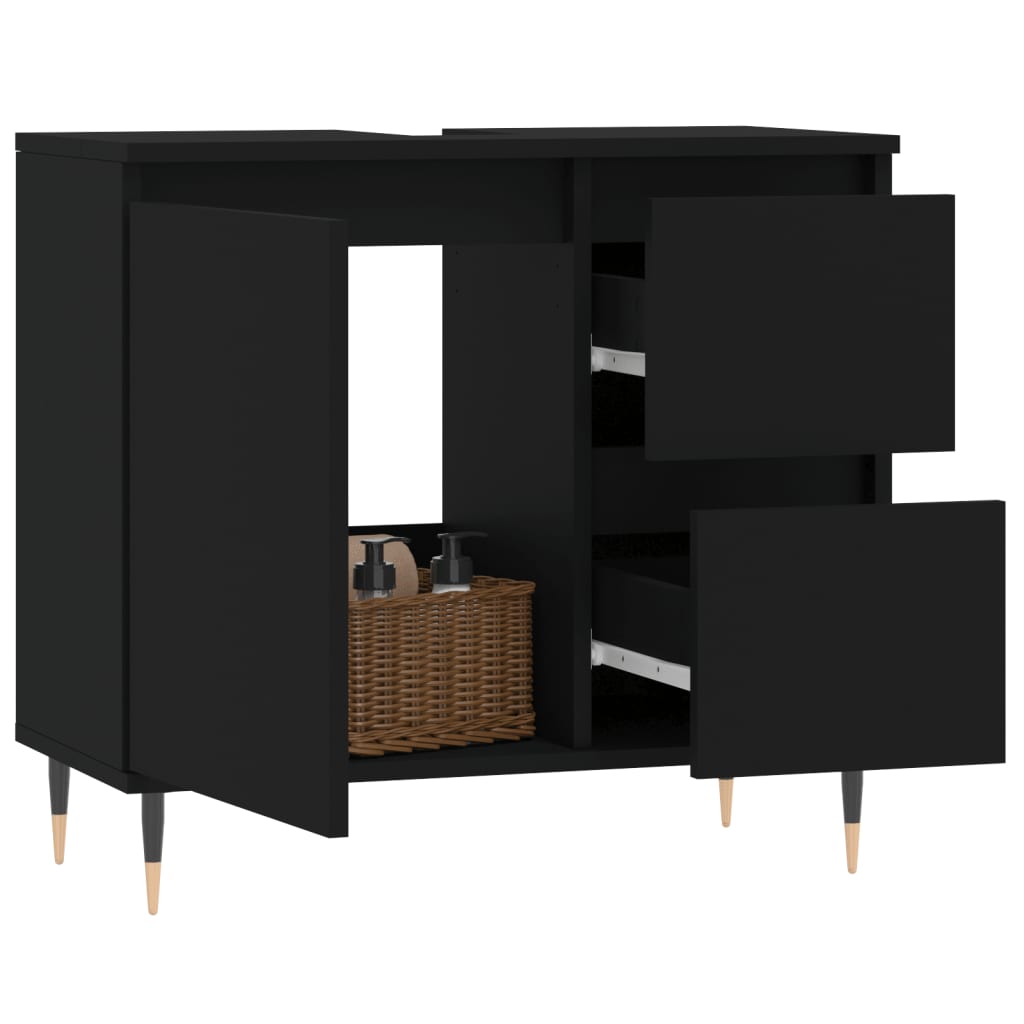 Two-Drawer Bathroom Storage Cabinet in Black - Bend