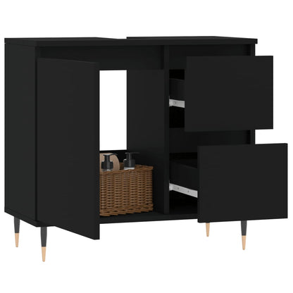 Two-Drawer Bathroom Storage Cabinet in Black - Bend