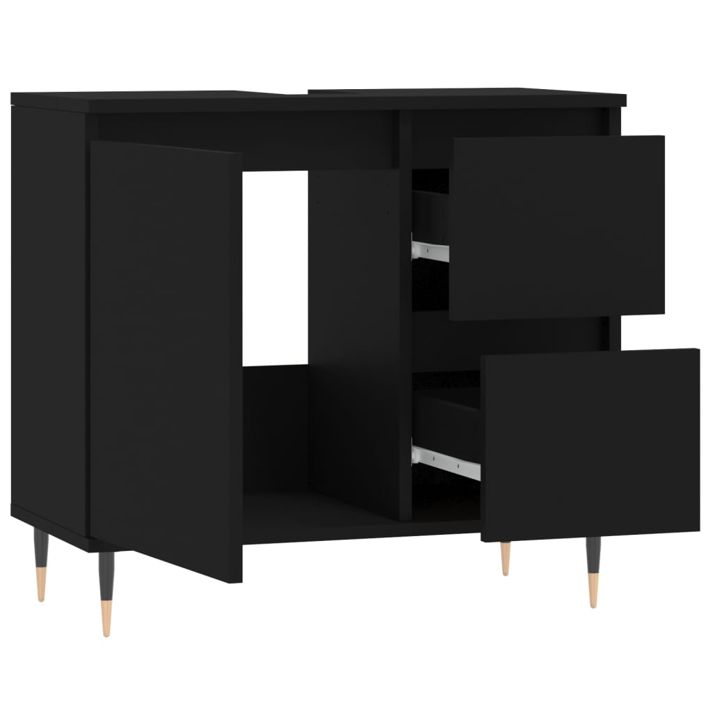 Two-Drawer Bathroom Storage Cabinet in Black - Bend