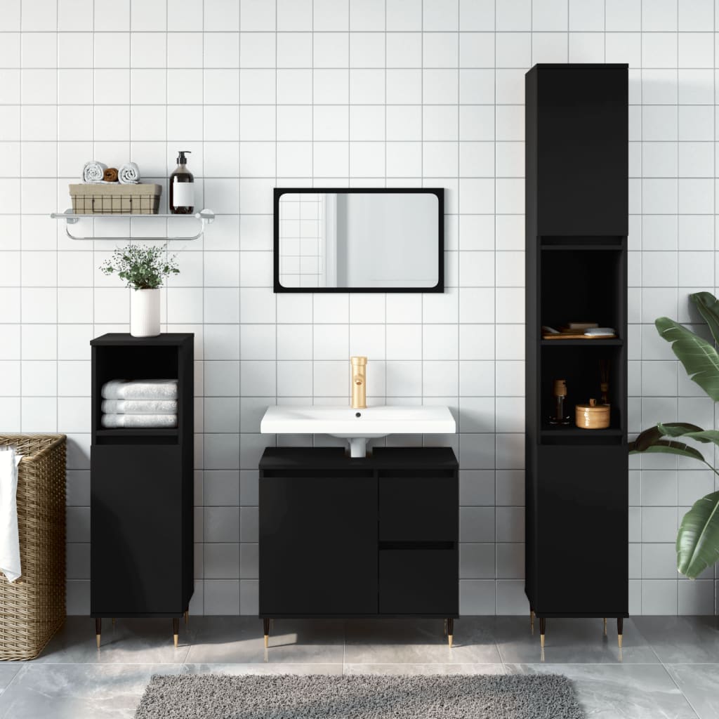 Two-Drawer Bathroom Storage Cabinet in Black - Bend