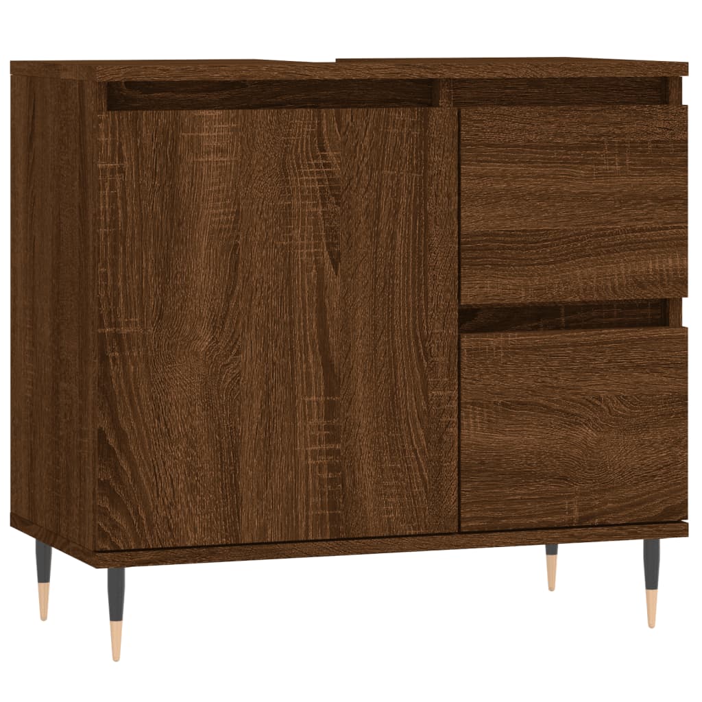 Brown Oak Bathroom Storage Cabinet in Engineered Wood - Bend