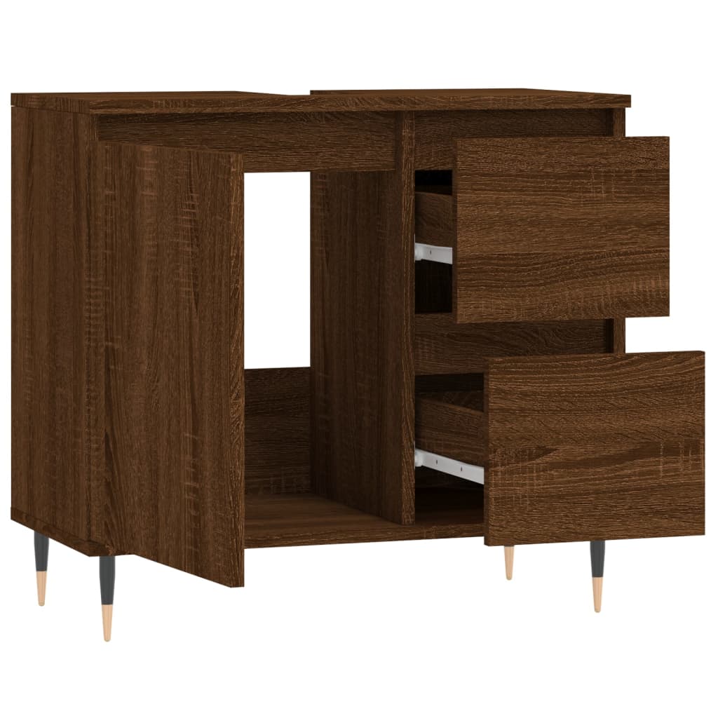 Brown Oak Bathroom Storage Cabinet in Engineered Wood - Bend