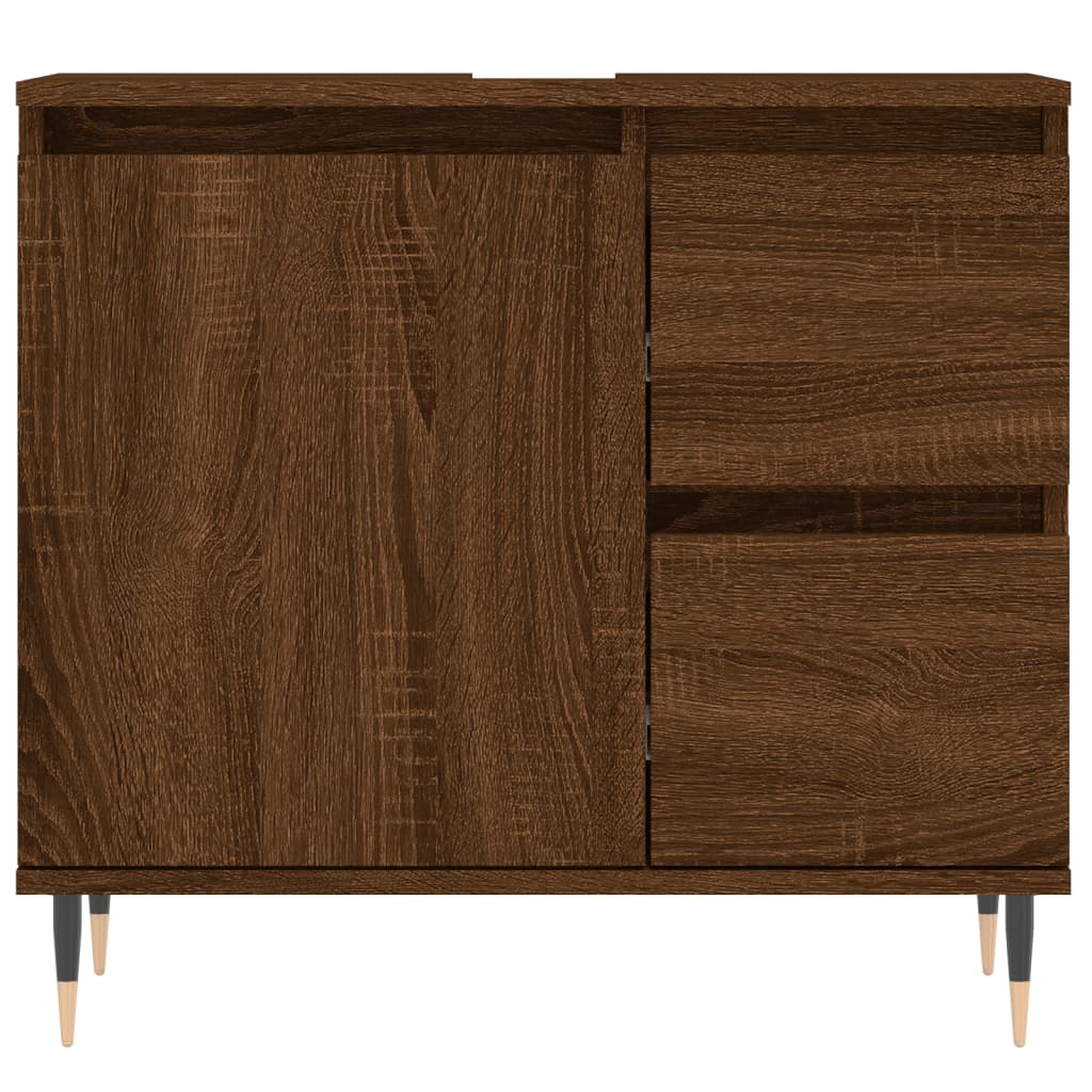 Brown Oak Bathroom Storage Cabinet in Engineered Wood - Bend