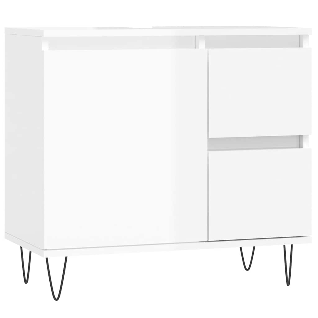 Bathroom Cabinet High Gloss White 65x33x60 cm Engineered Wood