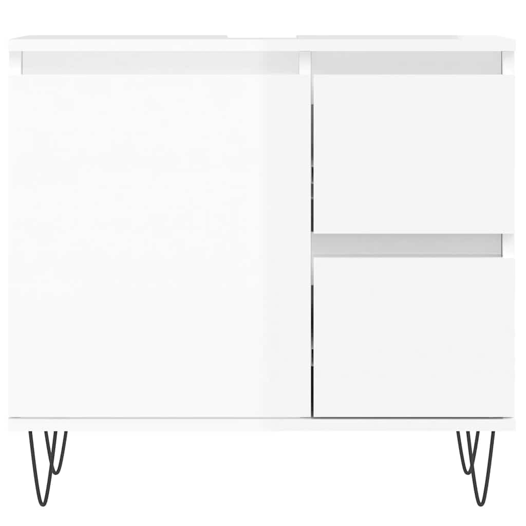 Bathroom Cabinet High Gloss White 65x33x60 cm Engineered Wood