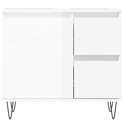 Bathroom Cabinet High Gloss White 65x33x60 cm Engineered Wood