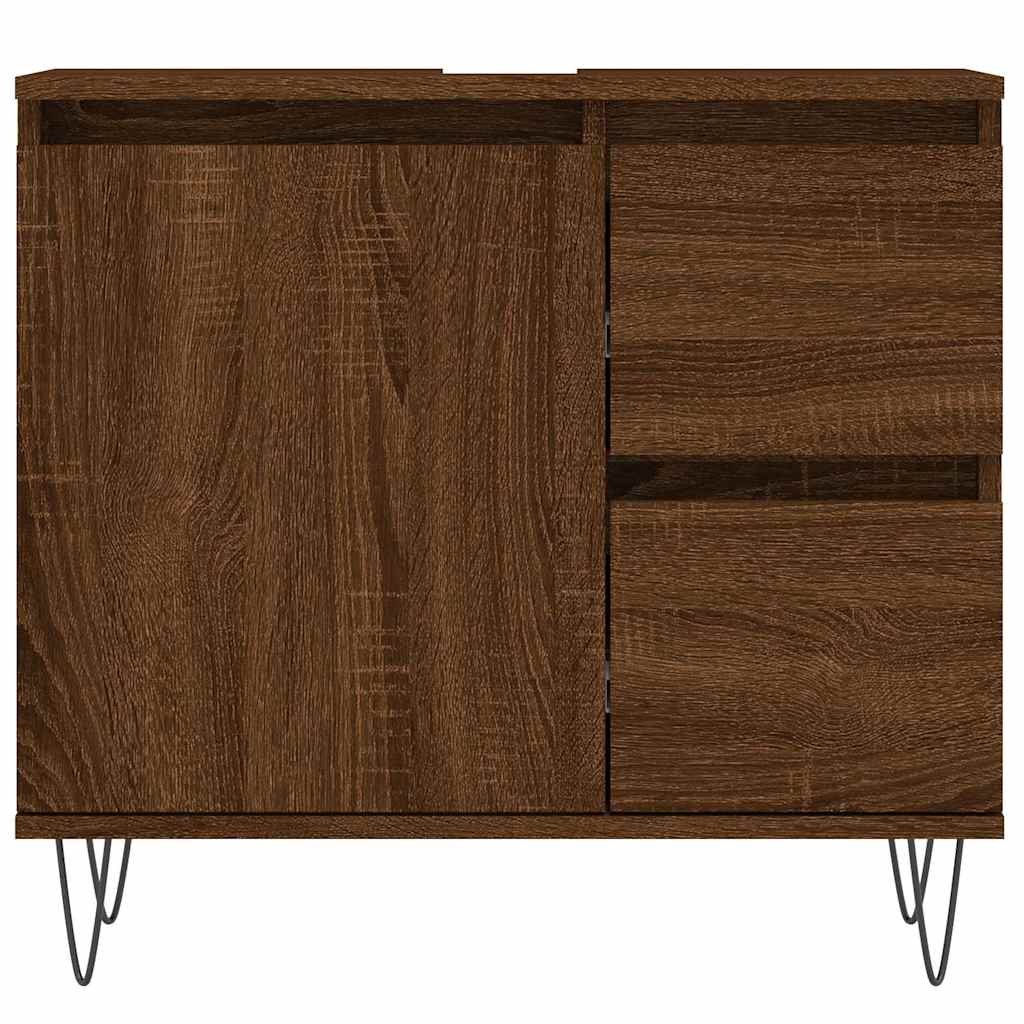 Bathroom Cabinet Brown Oak 65x33x60 cm Engineered Wood