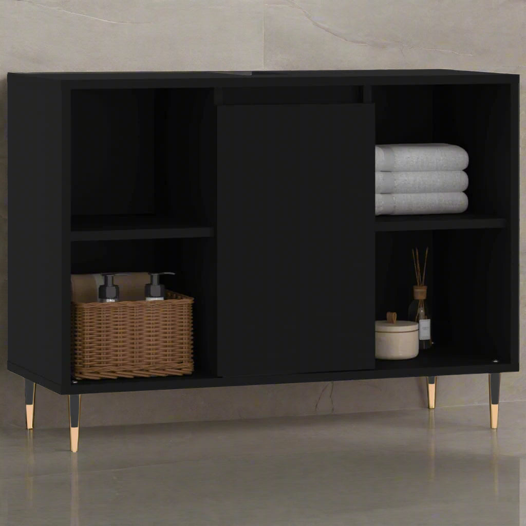 Black 4-Drawer Bathroom Storage Cabinet - Bend