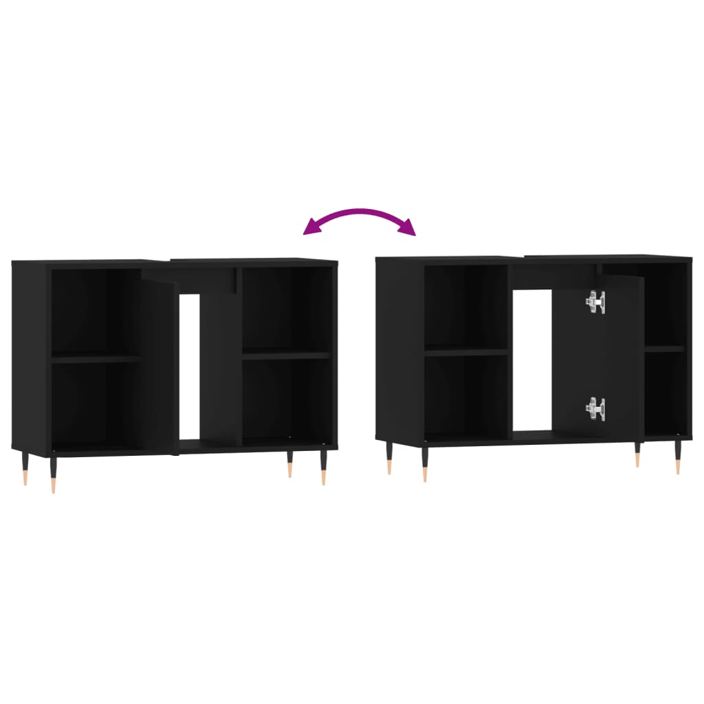 Black 4-Drawer Bathroom Storage Cabinet - Bend