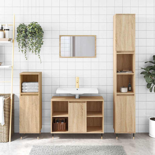 Bathroom Cabinet Sonoma Oak 80x33x60 cm Engineered Wood