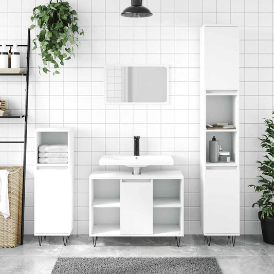 Bathroom Cabinet White 80x33x60 cm Engineered Wood