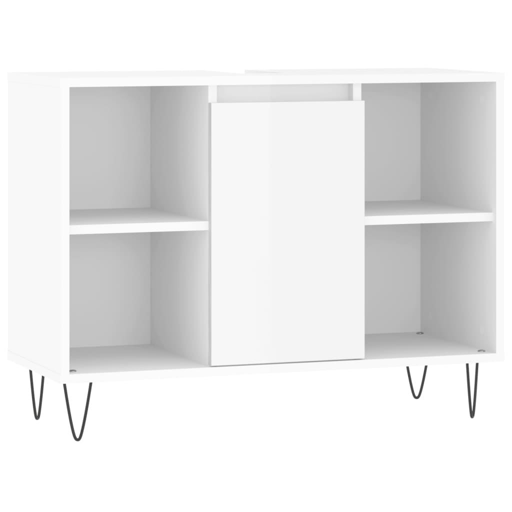 Bathroom Cabinet High Gloss White 80x33x60 cm Engineered Wood - Bend