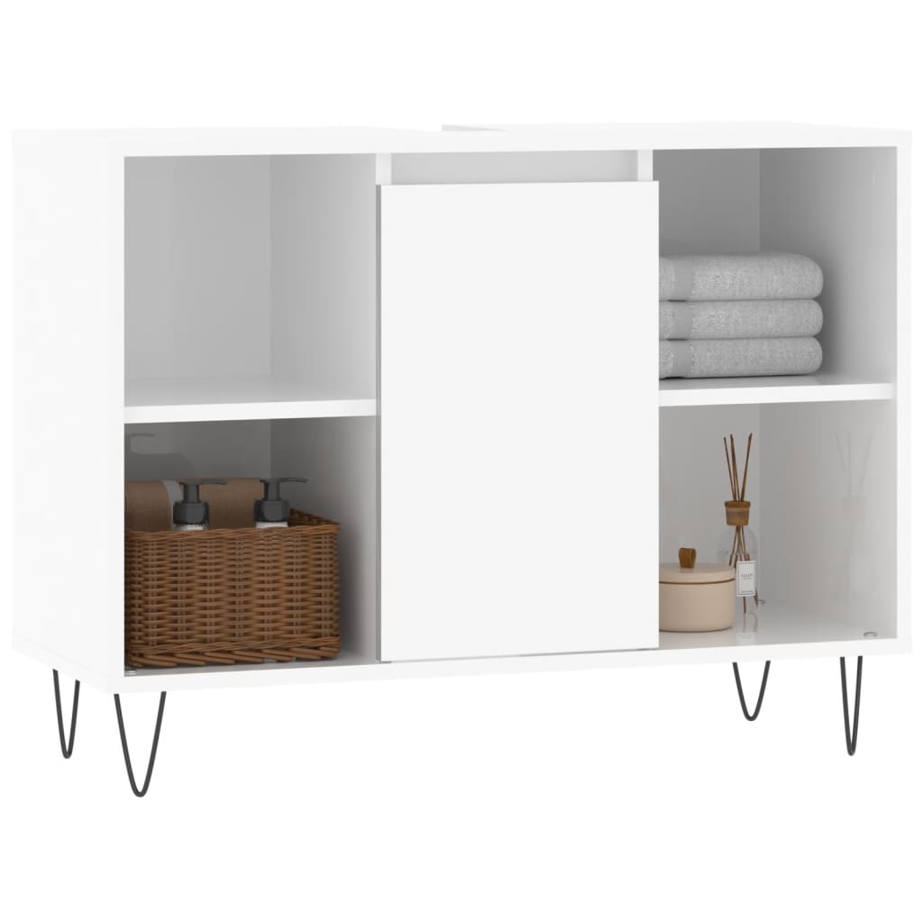 Bathroom Cabinet High Gloss White 80x33x60 cm Engineered Wood - Bend