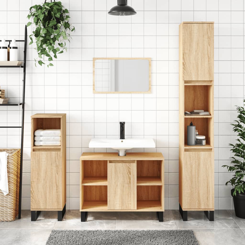 Bathroom Cabinet Sonoma Oak 80x33x60 cm Engineered Wood - Bend