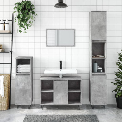 Bathroom Cabinet Concrete Grey 80x33x60 cm Engineered Wood - Bend