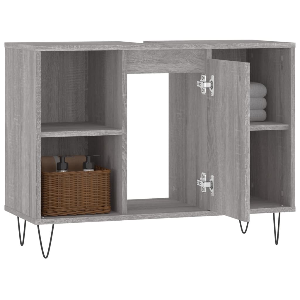 Bathroom Cabinet Grey Sonoma 80x33x60 cm Engineered Wood - Bend