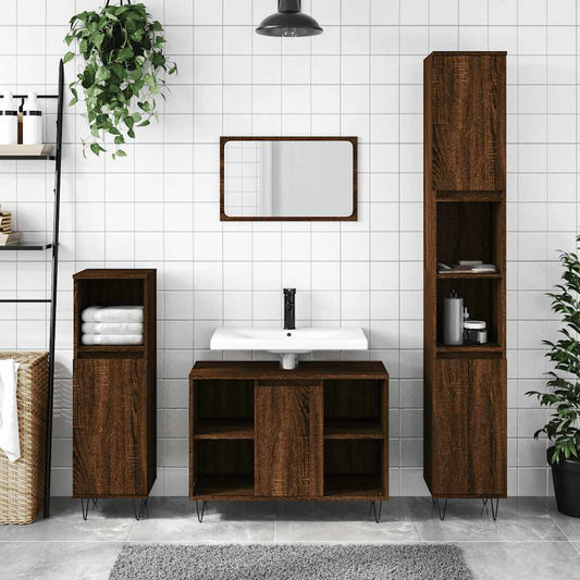 Bathroom Cabinet Brown Oak 80x33x60 cm Engineered Wood