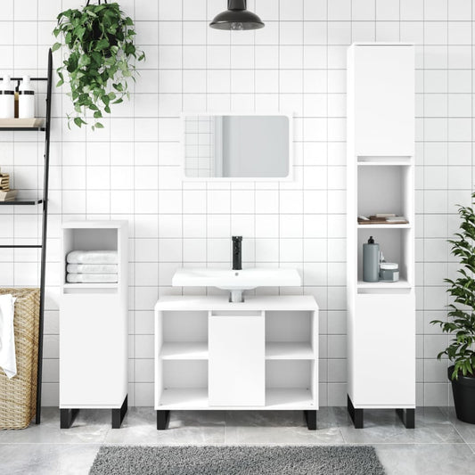 Bathroom Cabinet White 80x33x60 cm Engineered Wood - Bend