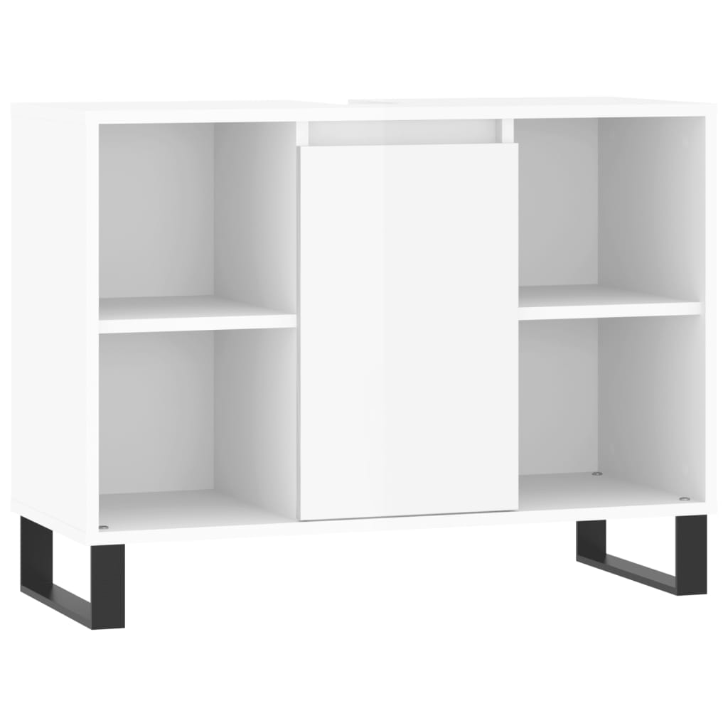 Bathroom Cabinet High Gloss White 80x33x60 cm Engineered Wood - Bend