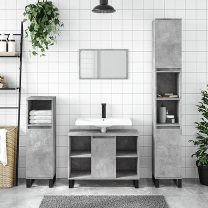 Bathroom Cabinet Concrete Grey 80x33x60 cm Engineered Wood - Bend