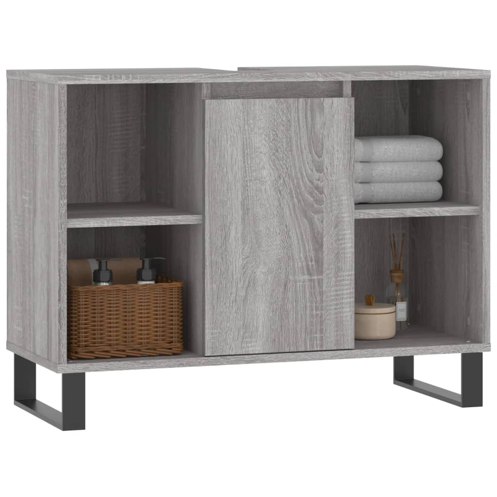 Bathroom Cabinet Grey Sonoma 80x33x60 cm Engineered Wood - Bend