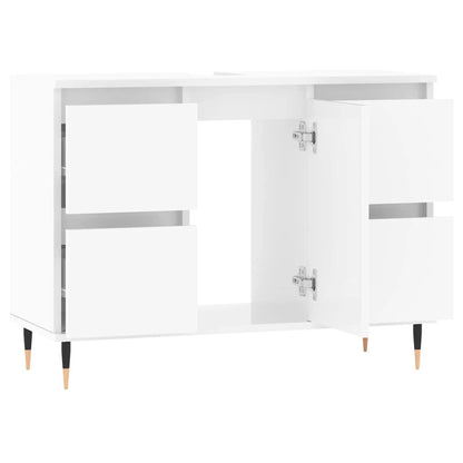 Bathroom Cabinet High Gloss White 80x33x60 cm Engineered Wood