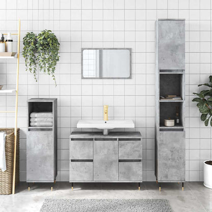 Bathroom Cabinet Concrete Grey 80x33x60 cm Engineered Wood