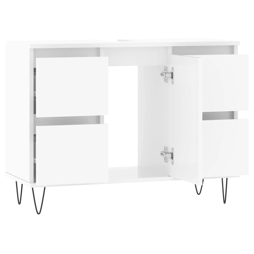 Bathroom Cabinet High Gloss White 80x33x60 cm Engineered Wood