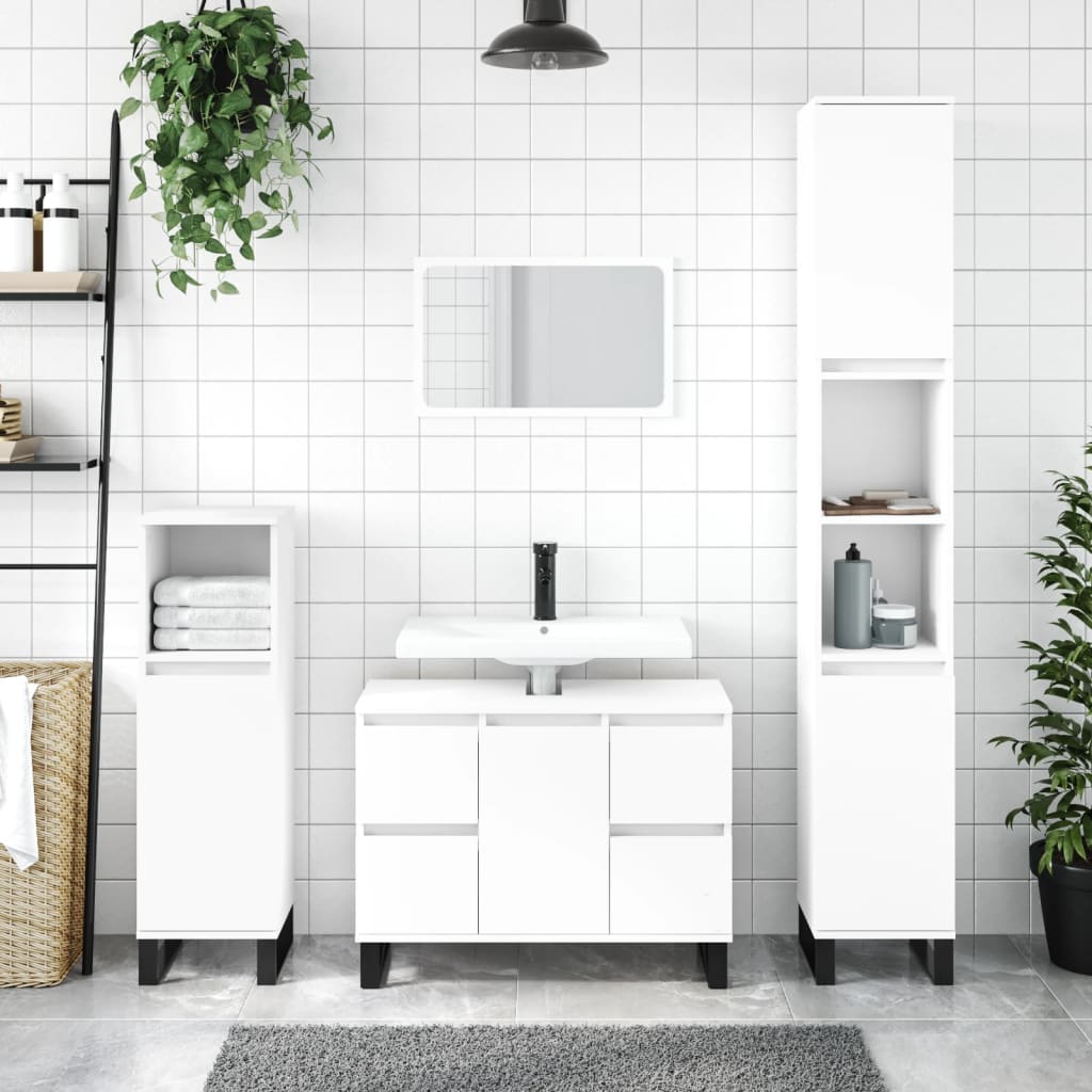 Bathroom Cabinet White 80x33x60 cm Engineered Wood - Bend