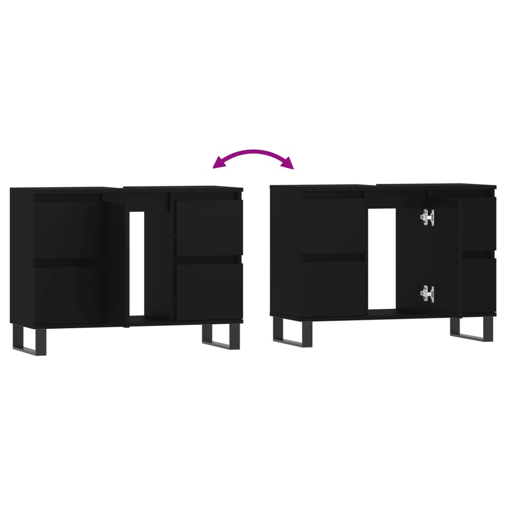 Black 4-Drawer Bathroom Storage Cabinet - Bend