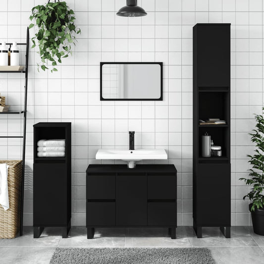 Black 4-Drawer Bathroom Storage Cabinet - Bend