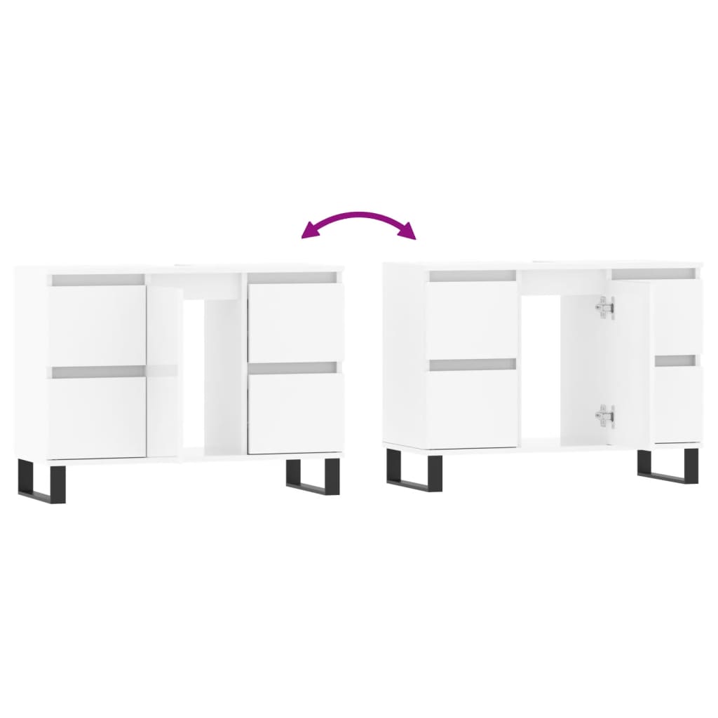 Bathroom Cabinet High Gloss White 80x33x60 cm Engineered Wood - Bend