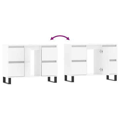 Bathroom Cabinet High Gloss White 80x33x60 cm Engineered Wood - Bend