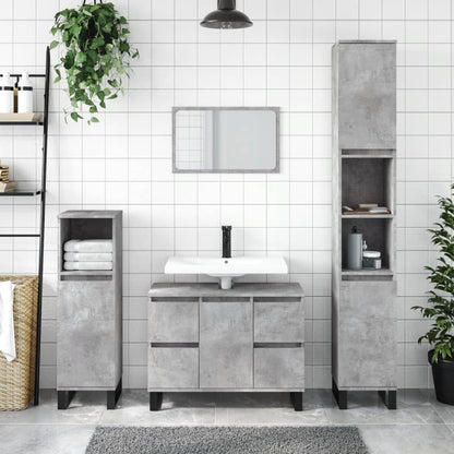 Bathroom Cabinet Concrete Grey 80x33x60 cm Engineered Wood