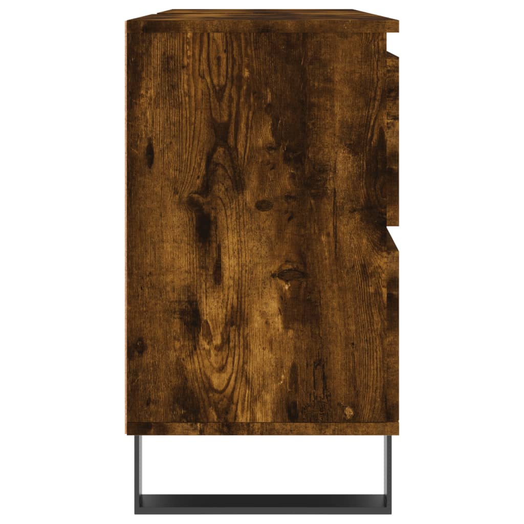 Bathroom Cabinet Smoked Oak 80x33x60 cm Engineered Wood - Bend