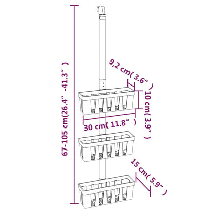 Shower Hanger Shelf 30x15x(67-105) cm Aluminium - Bend