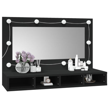 Mirror Cabinet with LED Black 90x31.5x62 cm - Bend