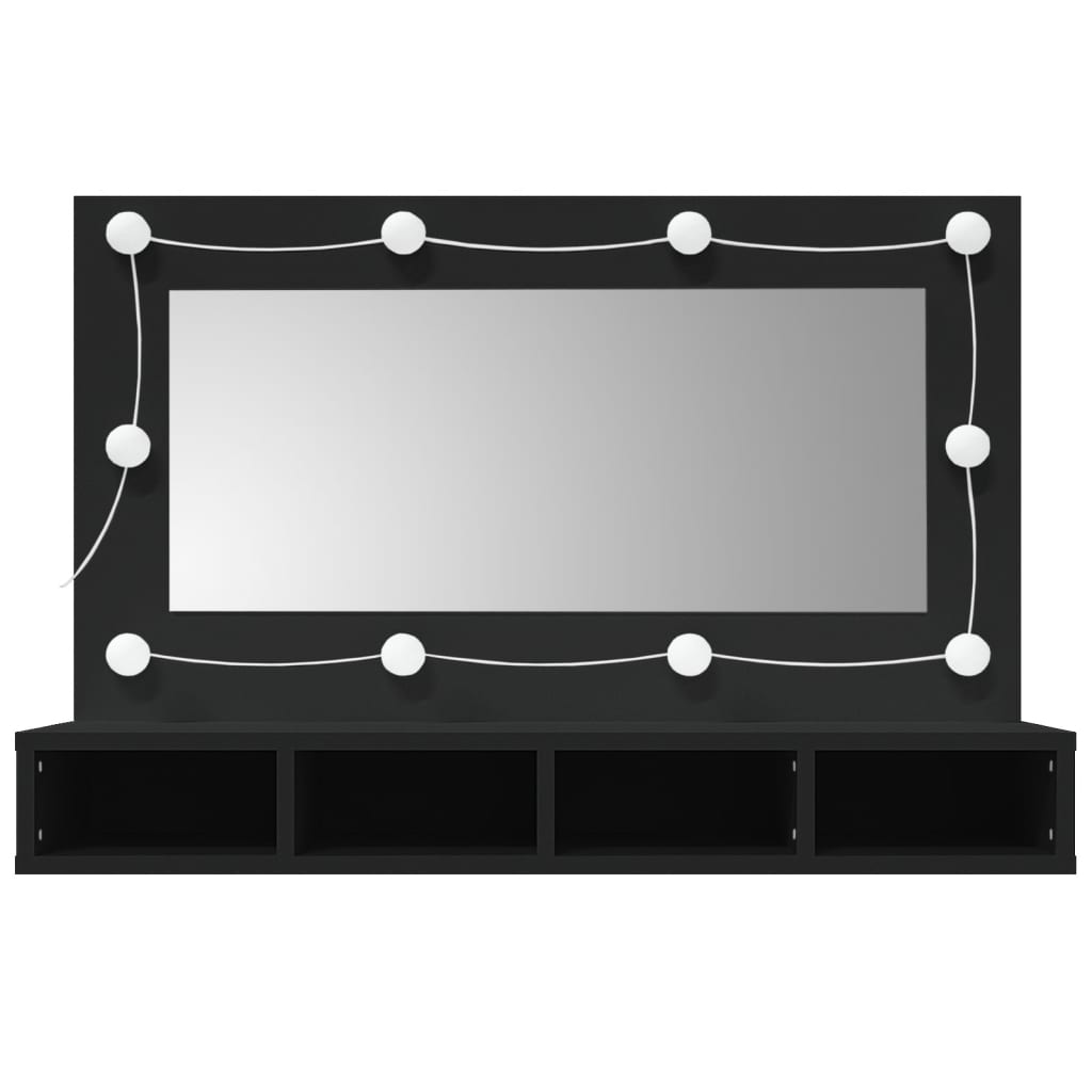 Mirror Cabinet with LED Black 90x31.5x62 cm - Bend