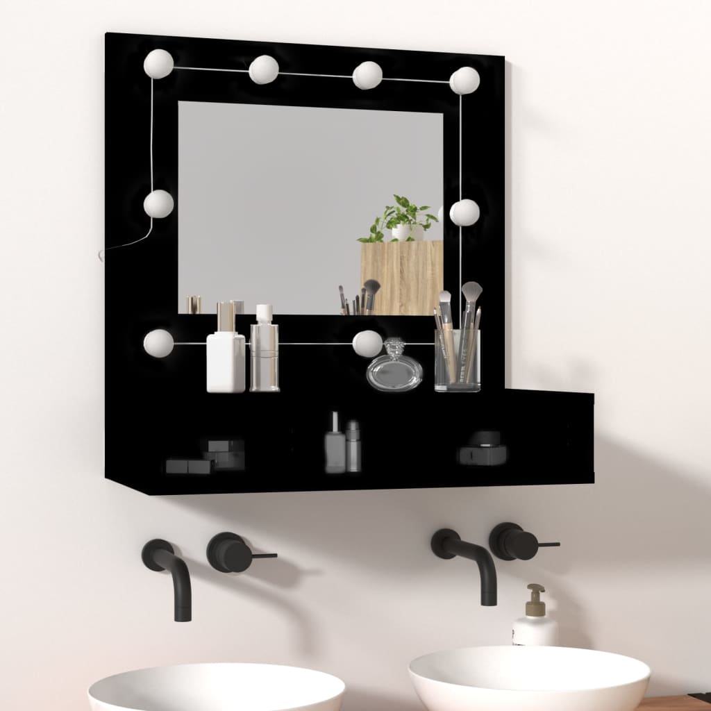 Mirror Cabinet with LED Black 60x31.5x62 cm - Bend