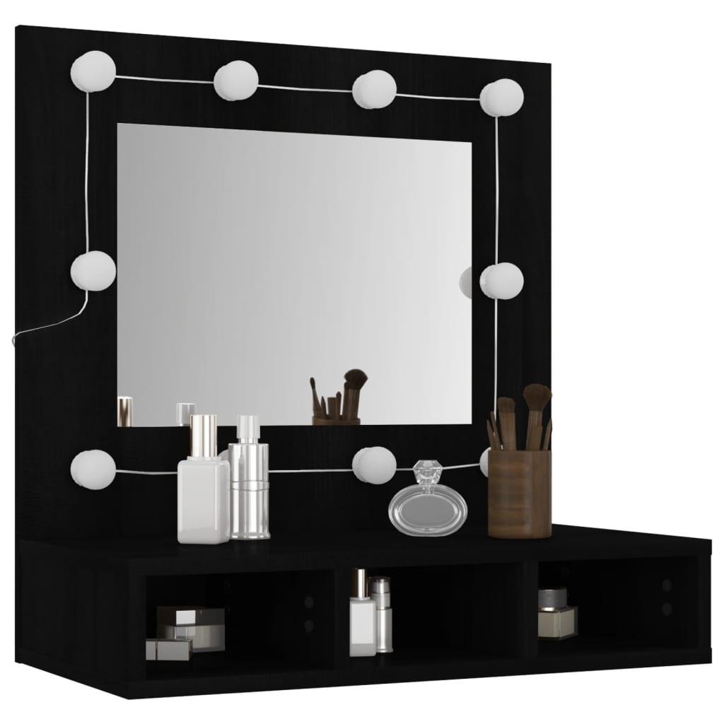 Mirror Cabinet with LED Black 60x31.5x62 cm - Bend