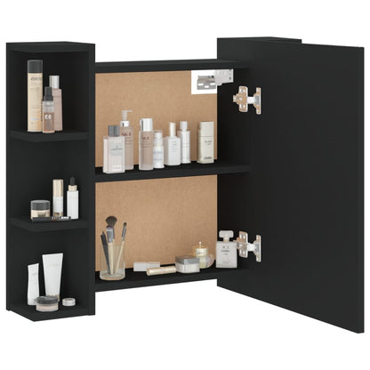 Mirror Cabinet with LED Black 70x16.5x60 cm - Bend