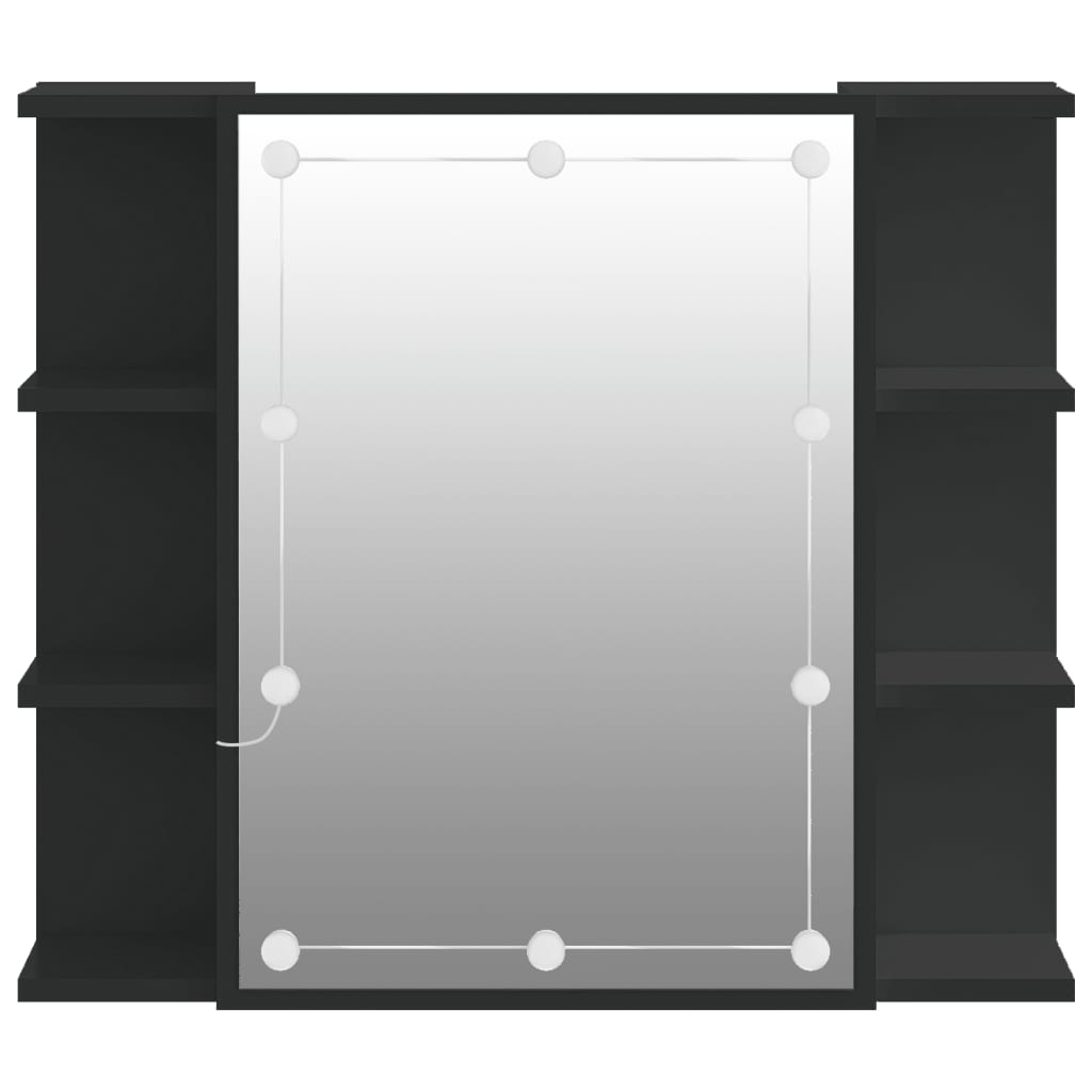 Mirror Cabinet with LED Black 70x16.5x60 cm - Bend